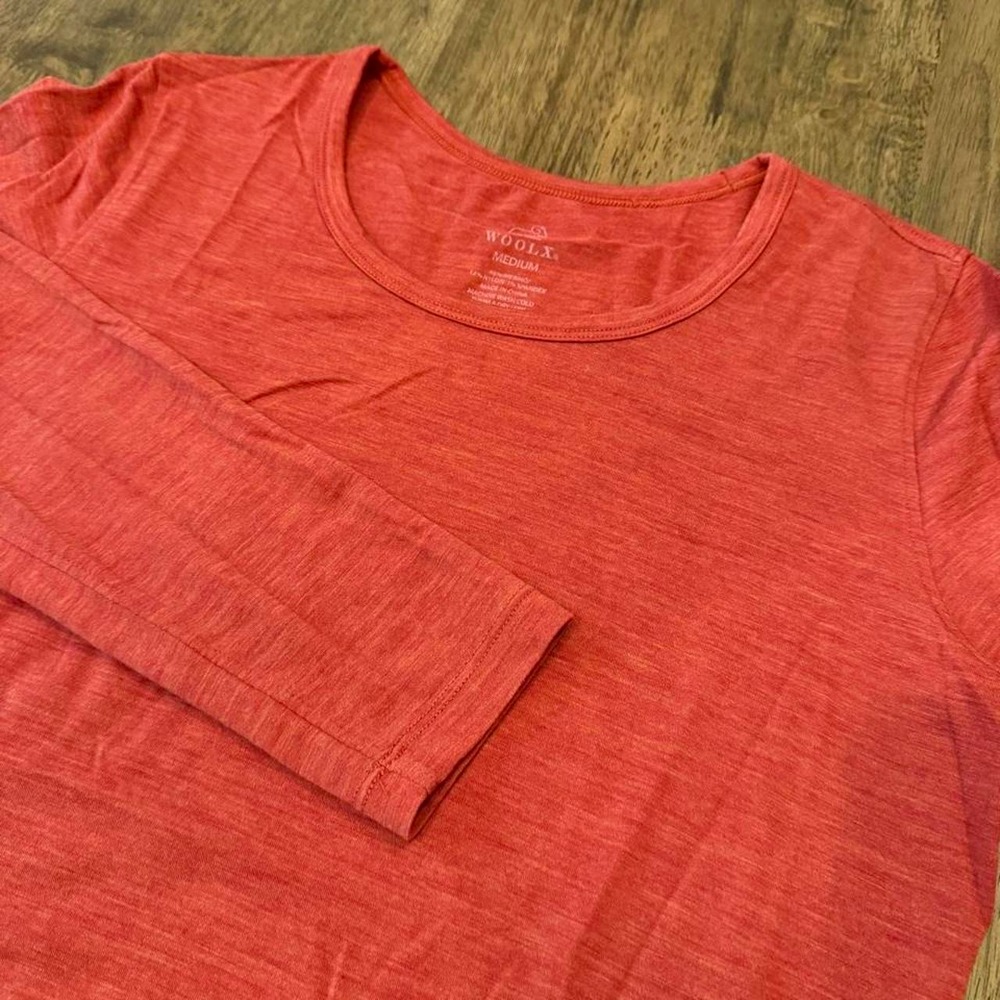 Woolx Women's DuraLite Merino Wool Long Sleeve Shirt Size M Orange